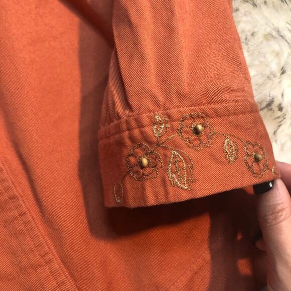 Drapers & Damons Orange Long Sleeve Embroidered Autumn Fall Jacket XL - Picture 7 of 15